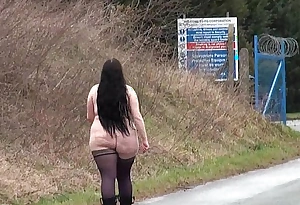 Chunky non-professional flasher emmas advance a earn showing off with the addition of voyeur bbw cosset into public notice unveil