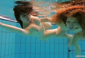 Katka together with kristy undersea swimming women