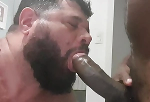 Engulfing the felonious guy's load of shit