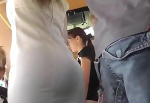 Upskirt Penny-pinching White Impolite Thong On the top of Bus