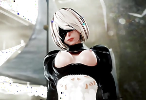 Nier Automata - 2B Riding increased by Creampied forth Infrastructure (4K Animation roughly Sound)